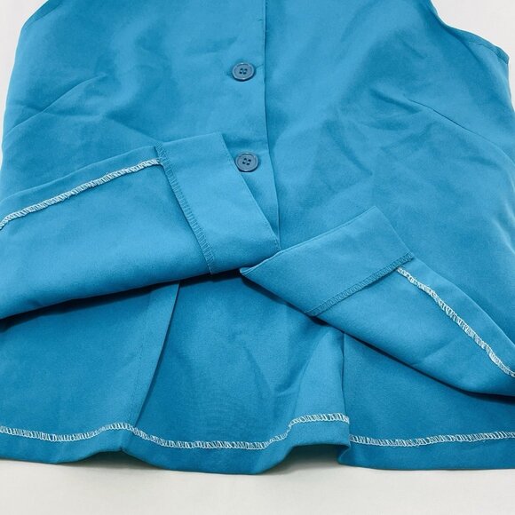 Vintage Btime USA Sleeveless Blouse Button Women Size 10 Retro Essential Collar - Picture 5 of 12